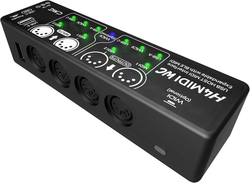 CME H4MIDI WC – Advanced USB Host MIDI Interface with Router, Filter, Mapper, Optional WIDI Bluetooth MIDI, Standalone 9V Power Mode - Image 4