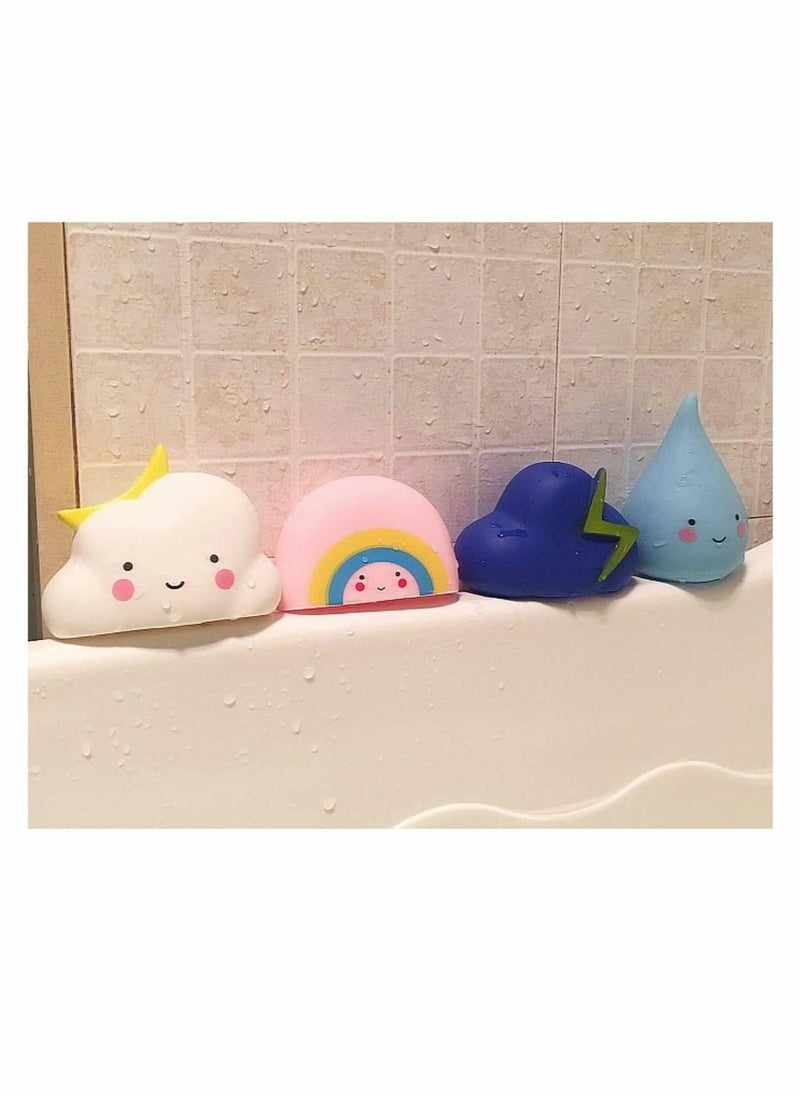 Generic - 4 Pack Children's Soft Water Toys Bath Toys for Toddlers Hair Wash Tool Swimming Pool Toy Gift Set 4 Include Rain Cloud Rainbow Thunder Cloud - Image 1