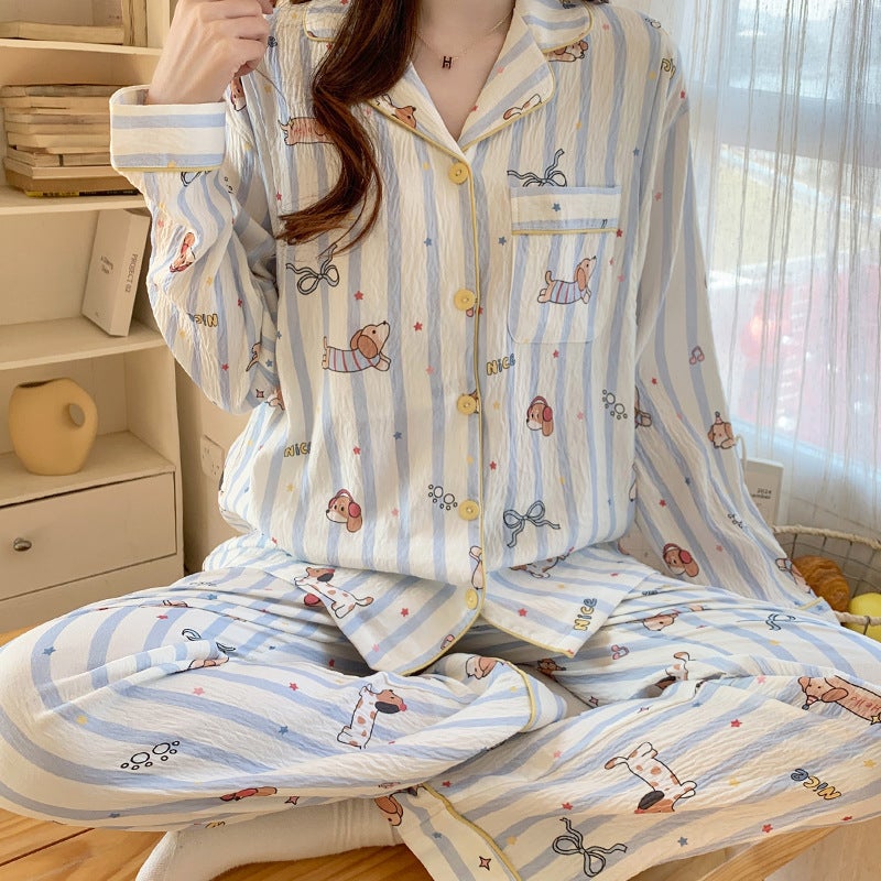 Spring Autumn Maternity Pajamas Nursing Nightwear 708 butterfly cute dog 