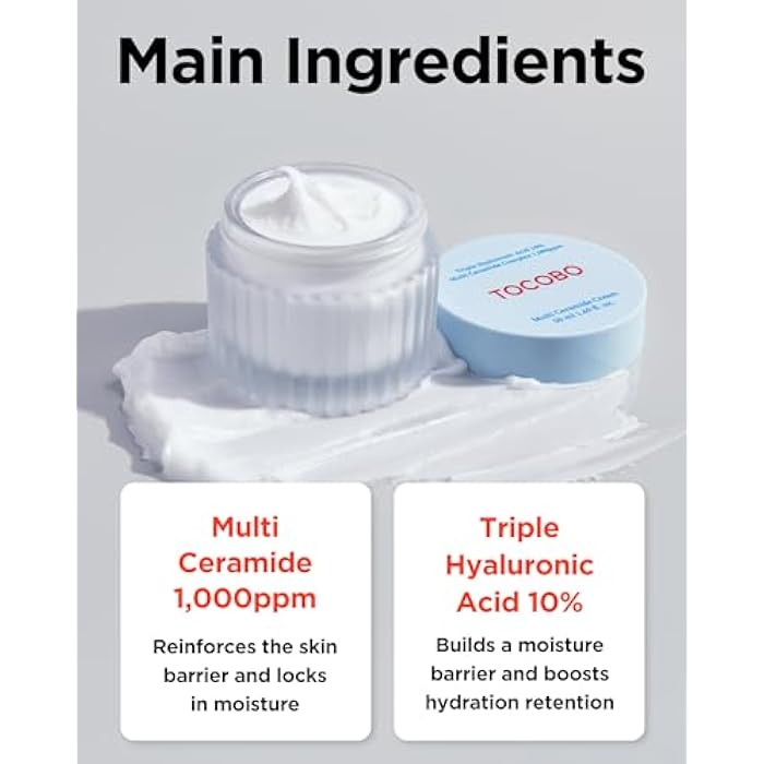 TOCOBO] Multi Ceramide Cream 1.7 Fl oz / 50ml | Moisture cream, Ceramide moisturizer, Korean Skin Care, Natural Ingredients, Sensitive Skin | Cruelty Free, Korean Vegan Cream, mother's day gift - Image 4