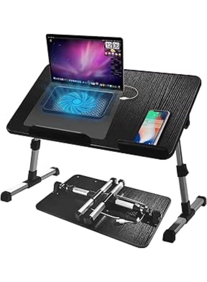 Adjustable Laptop Lap Desk with Cooling Fans, Foldable Portable Laptop Table for Bed, Sofa and Home Office, Multi-Purpose Laptop Stand - Image 3