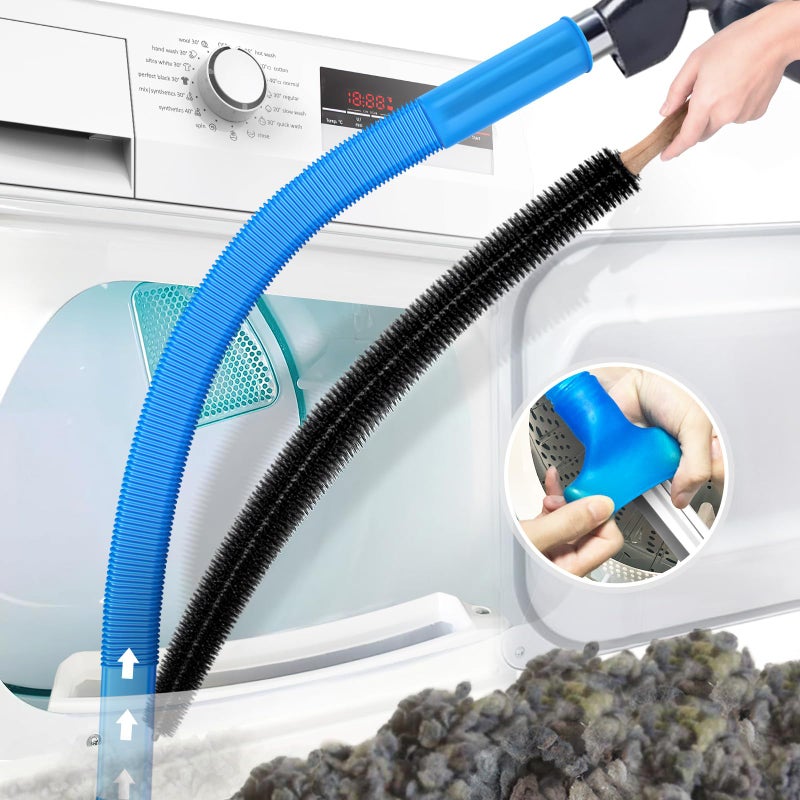 PetOde 2 Pieces Dryer Vent Cleaner Kit Compatible with Most Vacuum Cleaner, Dryer Lint Brush and Vacuum Hose Attachment with Universal Connector, Quickly Lint Remover - Image 1