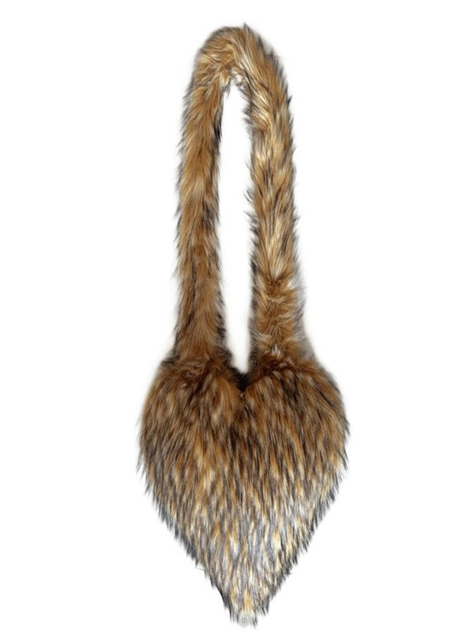 Rejolly Heart Shaped Furry Purse for Women Fluffy Faux Fur Trendy Y2K Girls Handbag Soft Shoulder Bag Khaki - Image 1