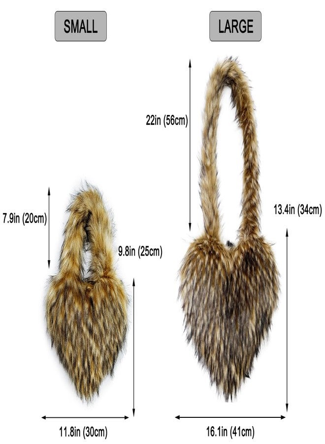 Rejolly Heart Shaped Furry Purse for Women Fluffy Faux Fur Trendy Y2K Girls Handbag Soft Shoulder Bag Khaki - Image 3