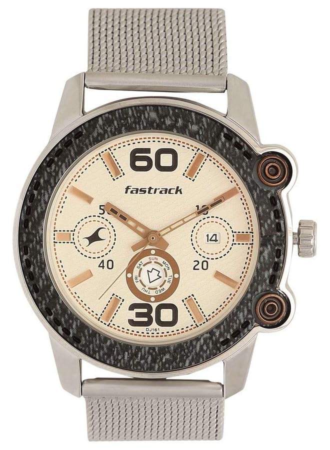 fastrack Denim Analog Off White Dial Men Watch Nm3188Km02 Nn3188Km02