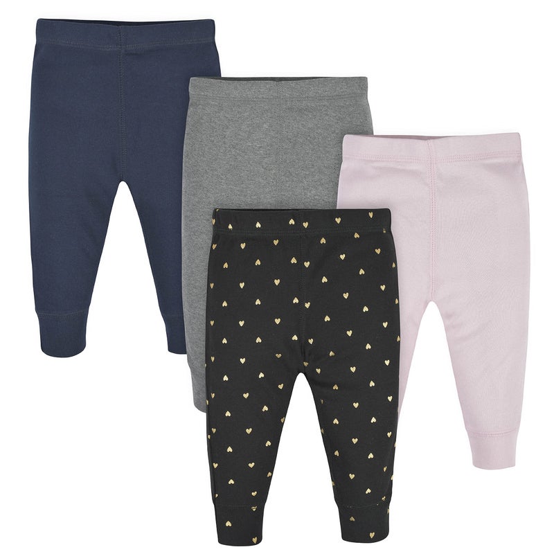 Gerber Baby Girls Multi-Pack Active Pants Set, Hearts, 0-3 Months - Image 1