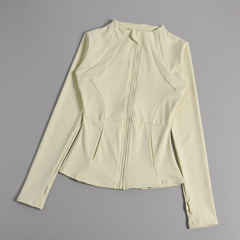Generic Womens Yoga Jacket Slim Fit Zip-Up Running Top Clear Blue  - Image 5