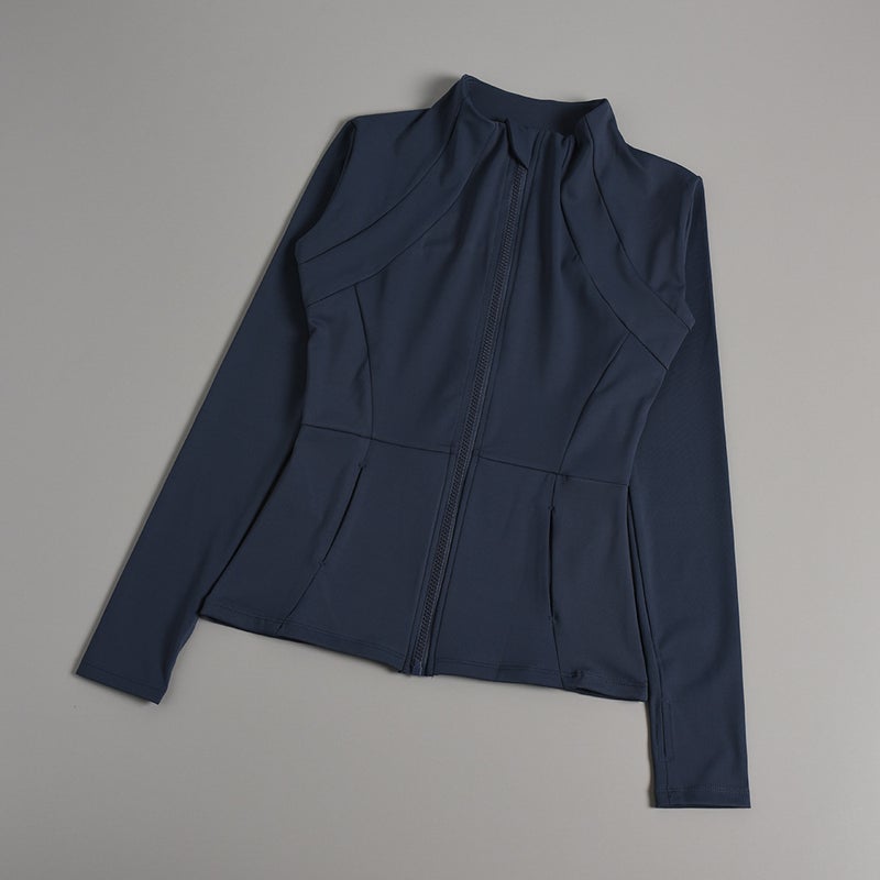 Generic Womens Yoga Jacket Slim Fit Zip-Up Running Top Clear Blue  - Image 4