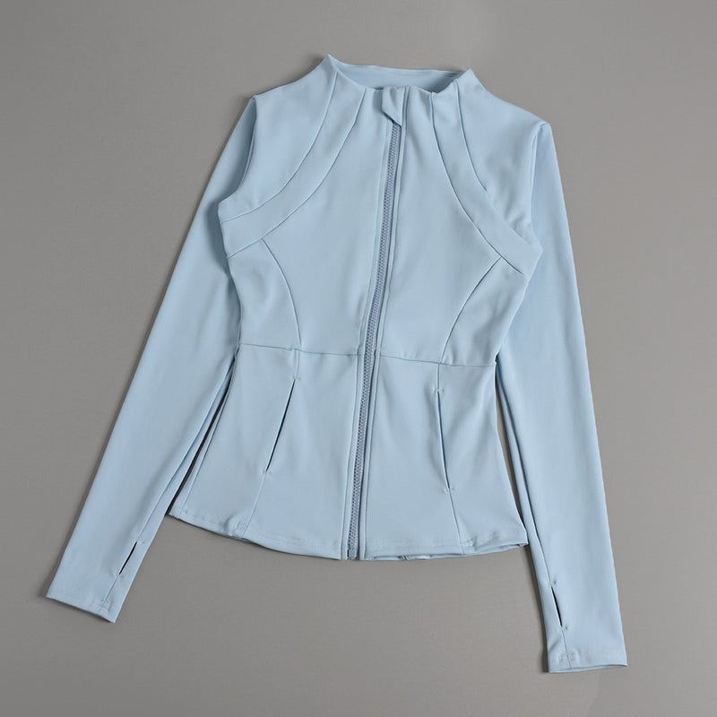 Generic Womens Yoga Jacket Slim Fit Zip-Up Running Top Clear Blue  - Image 1