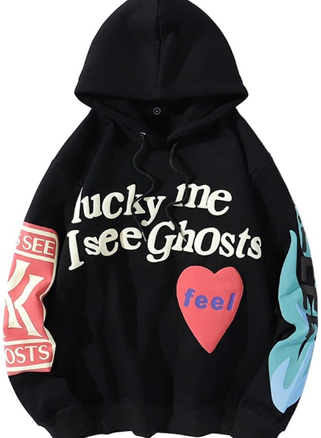 Joychic Men's Lucky Me I See Ghosts Hip Hop Hoodie Pullover Sweater for Teenagers - Image 1