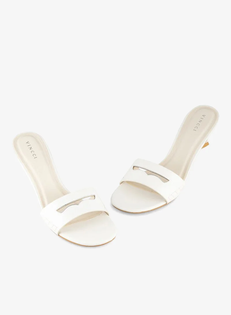 Vincci White Women One Strap Mid Heel Sandals for Women | Best Price UAE