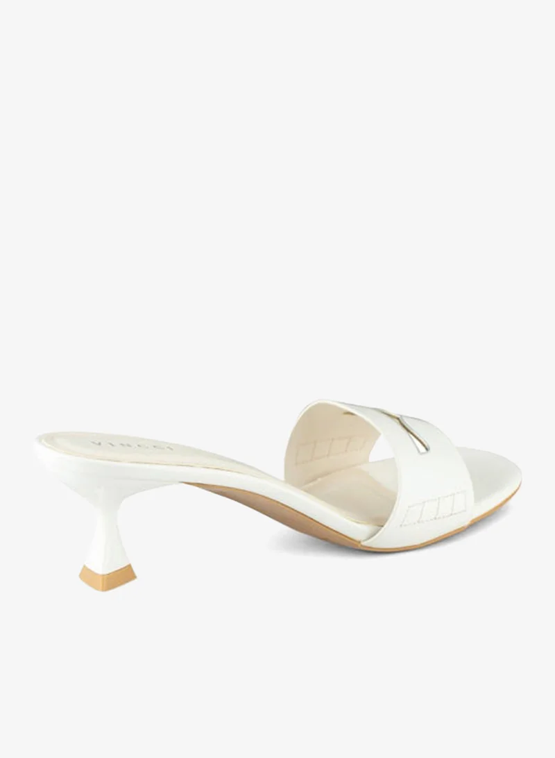 Vincci White Women One Strap Mid Heel Sandals for Women | Best Price UAE