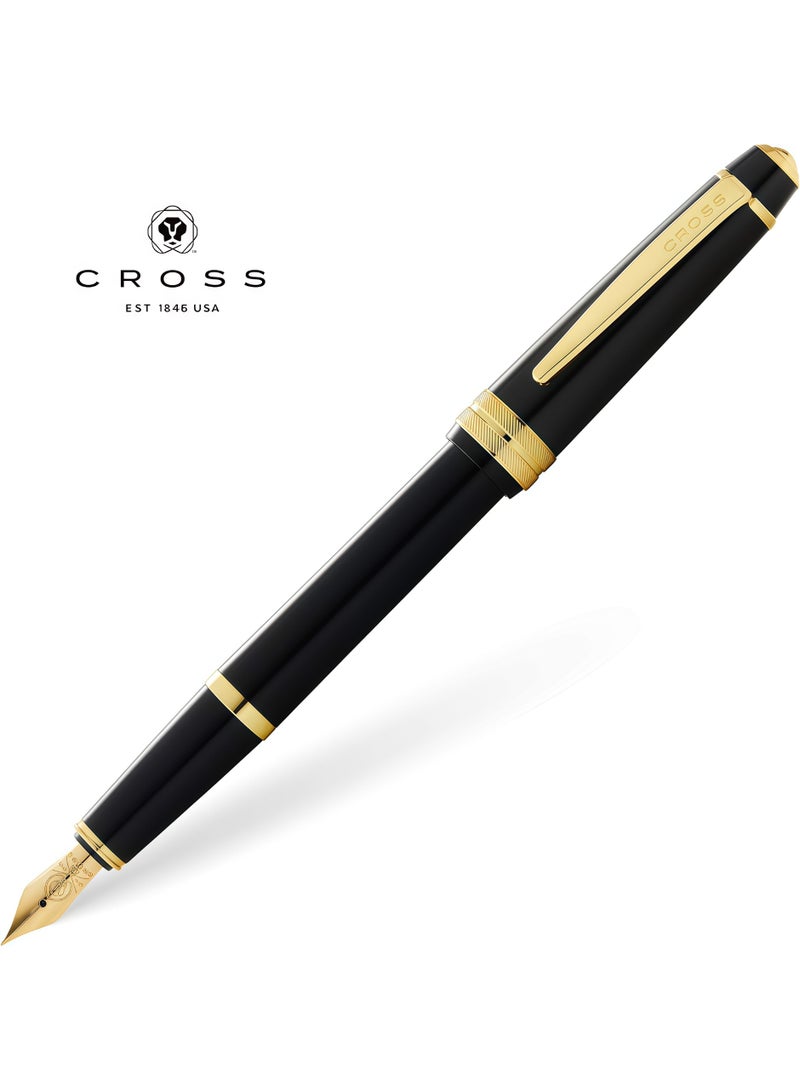 كروس قلم حبر كروس بيلي لايت، مصنوع من الراتنج الأسود المصقول مع سن ذهبي رفيع - Image 1