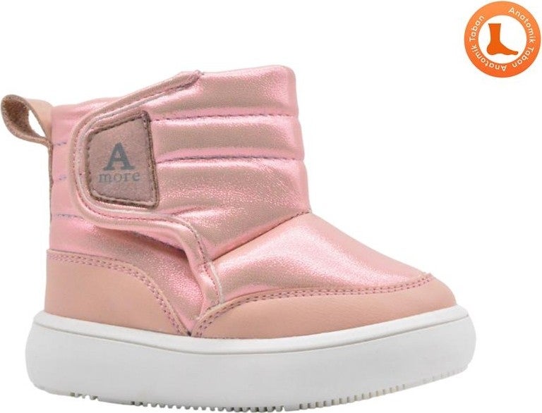 Kids A More Maya Plush Furry Baby Girl Boots Powder Color - Image 1