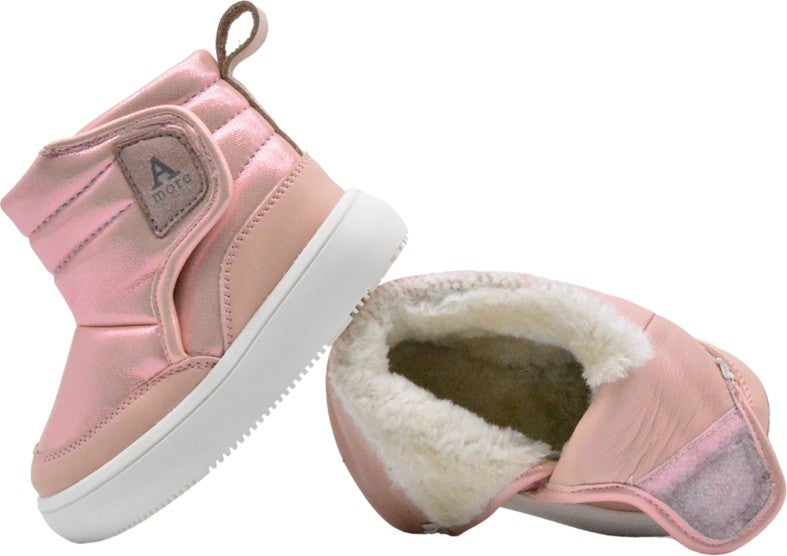 Kids A More Maya Plush Furry Baby Girl Boots Powder Color - Image 4