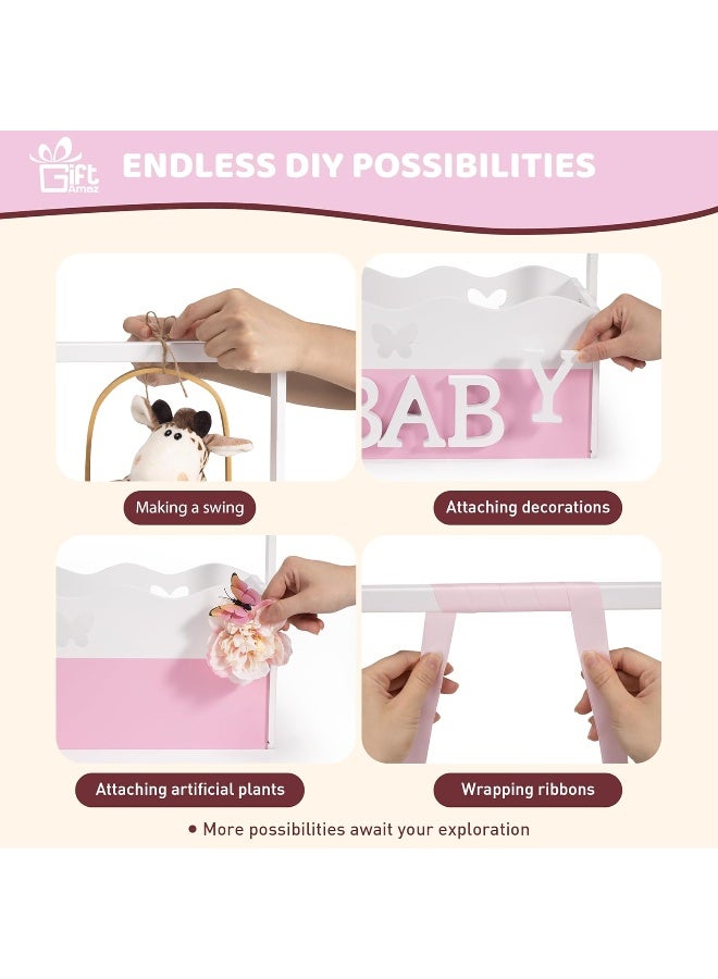 GiftAmaz Pink Wooden Baby Shower Crate Closet - Image 5