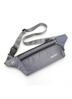 Generic Canvas Fanny Pack Large Capacity Multi-Layer Mens Bag Gray rhombus bag 