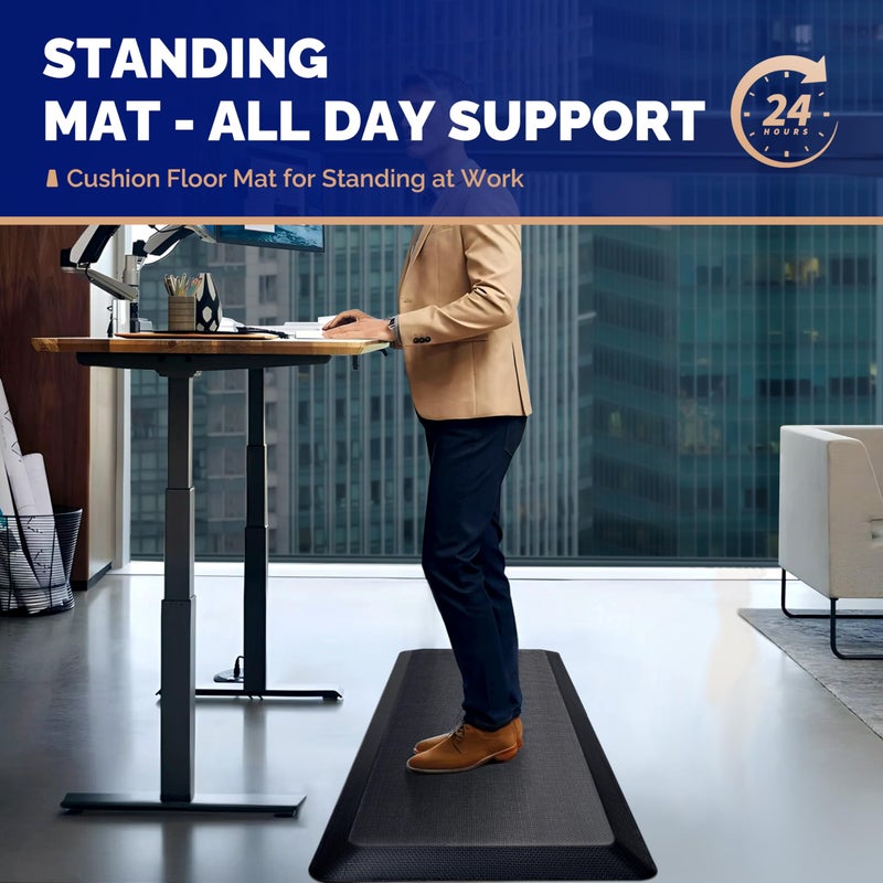 FEATOL Anti Fatigue Mat for Standing, 9/10 Extra Thick Ergonomic Standing Desk Mat, Comfort & Durable Memory Foam Standing Mat at Home,Office All Day (24" x 36", Black, 1PC) - Image 2