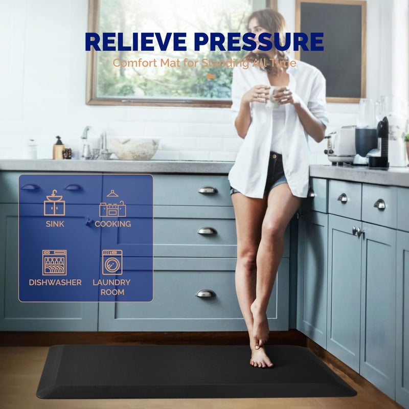FEATOL Anti Fatigue Mat for Standing, 9/10 Extra Thick Ergonomic Standing Desk Mat, Comfort & Durable Memory Foam Standing Mat at Home,Office All Day (24" x 36", Black, 1PC) - Image 4