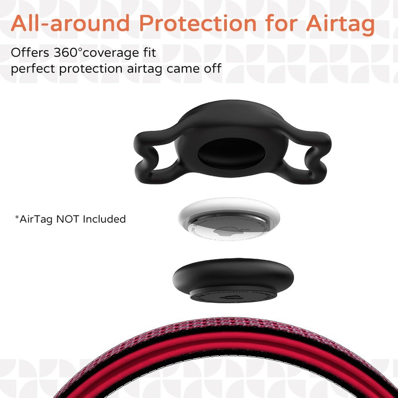 عقدة كلب AirTag، حامل لجهاز Apple AirTag مقاوم للماء بمعيار IP69، مناسبة لعقد الكلاب المرايعة، مع تصاميم تحتوي على رمز QR وبيانات شخصية (لون أحمر، حجم متوسط) - Image 2