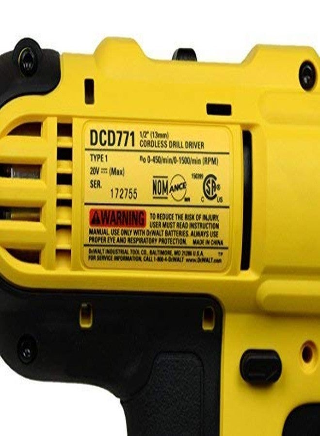 Dewalt DCD771B 20V MAX Cordless Lithium-Ion 1/2 inch Compact Drill Driver - Bare Tool (Renewed) - Image 3