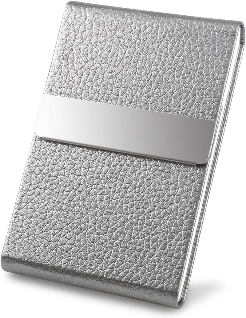 DMFLY Business Card Holder with Ultra Slim Design, Business Card Case with Premium PU Leather, Suit Pocket Metal Card Holder for Women/Men, Magnetic Closure Quick Access Cards - Image 1