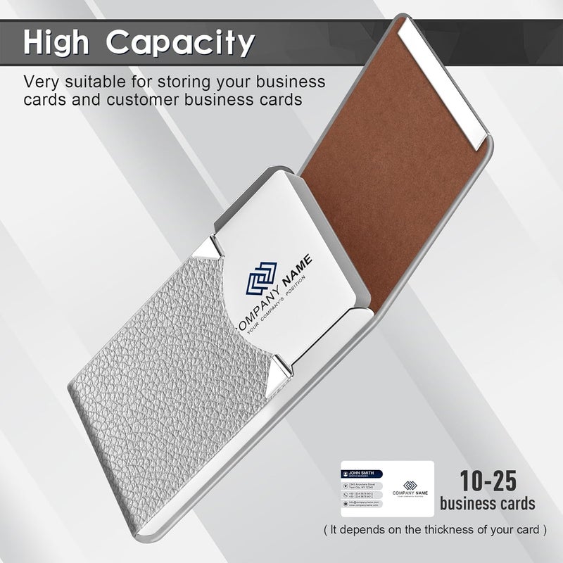 DMFLY Business Card Holder with Ultra Slim Design, Business Card Case with Premium PU Leather, Suit Pocket Metal Card Holder for Women/Men, Magnetic Closure Quick Access Cards - Image 5