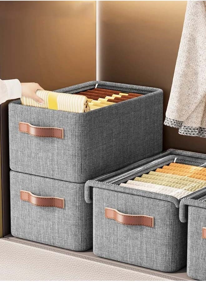 YIM-VIBEHAUS - 3-Piece Cloth Storage Box, Foldable Closet Drawer Storage Box With Transparent Cover And Handle,Drawer Organizers for Clothes,Jeans,T-Shirt (47x28x20cm) - Image 1