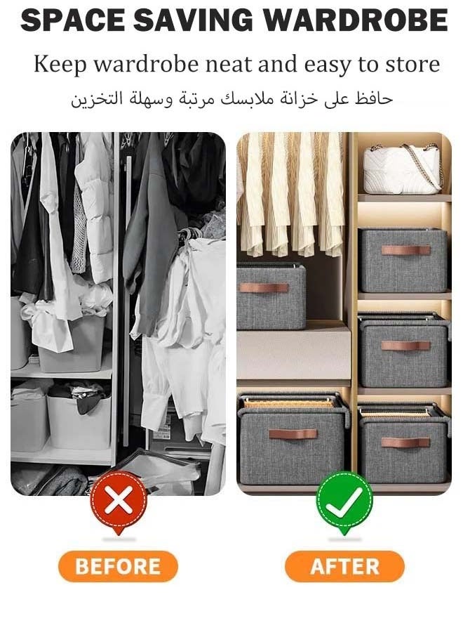 YIM-VIBEHAUS - 3-Piece Cloth Storage Box, Foldable Closet Drawer Storage Box With Transparent Cover And Handle,Drawer Organizers for Clothes,Jeans,T-Shirt (47x28x20cm) - Image 1