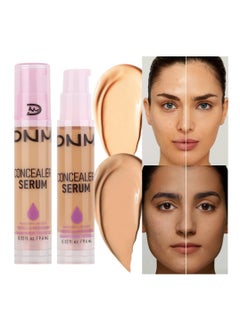 Skin-Caring Liquid Foundation, 2 Pcs Lightweight Warm Peach Cream Concealer with Medium Coverage, Waterproof Oil-Free Moisturizing Foundation for Corrects Tattoo Cover Up, Golden, Sand