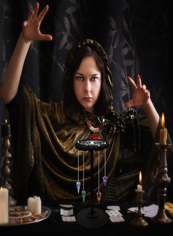 CHGCRAFT Tree of Life Pendulum Stand Wooden Crystal Display Shelf Pendulum Display Rack Witch Stuff Black Crystal Display Shelf Pendulum Holder for Crystal Stone Essential Boho Oil Decor - Image 3