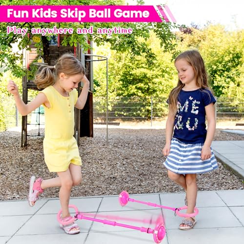 Astrell Skip Ball Foldable Colorful Flash Wheel Indoor Outdoor Game Fitness Toys for Kids Cool Kids Toys Christmas Birthday Gifts for Girls Boys Age 6 7 8 9 10 Year Old - Image 5