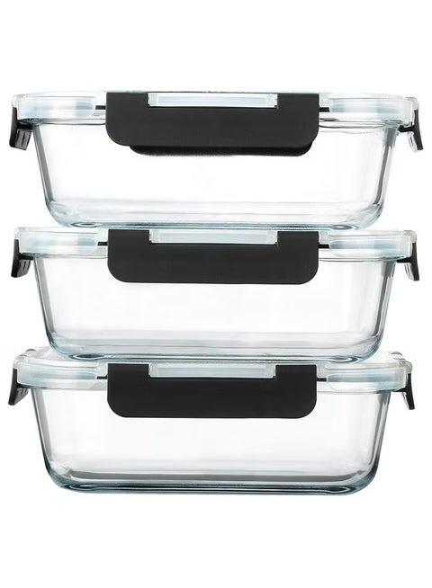 [3-Pack,1040ML] Glass Meal Prep Containers, Lunch Box, Glass Food Storage Containers,Airtight Glass Lunch Containers with Lids - Microwave, Freezer and Dishwasher