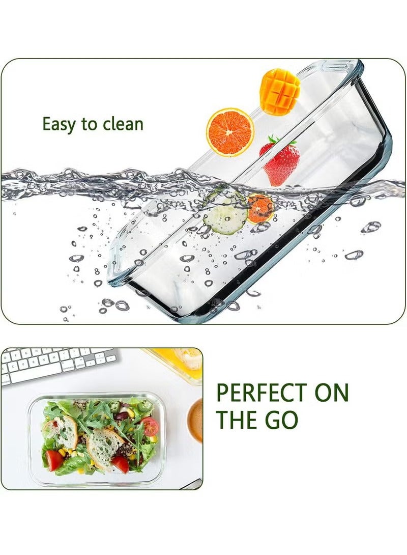 ELFSA [3-Pack,1040ML] Glass Meal Prep Containers, Lunch Box, Glass Food Storage Containers,Airtight Glass Lunch Containers with Lids - Microwave, Freezer and Dishwasher - Image 5