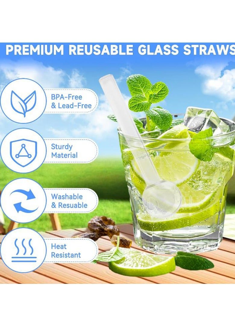 D&L 8 Pcs Glass Straws Shatter Resistant 4 Inch Short Reusable Glass Straw With Cleaning Brush Dishwasher Safe Drinking Straws Perfect For Smoothies Coffee Juice White - Image 3