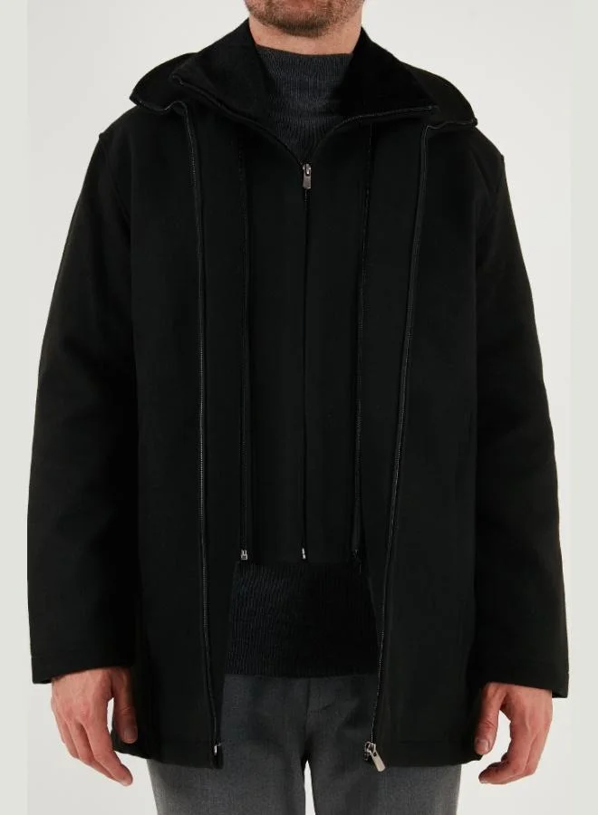 Buratti  Buratti Slim Fit Removable Furry Collar Detailed Lined Cashmere Coat Men's COAT 58400217 for Men | Best Price UAE