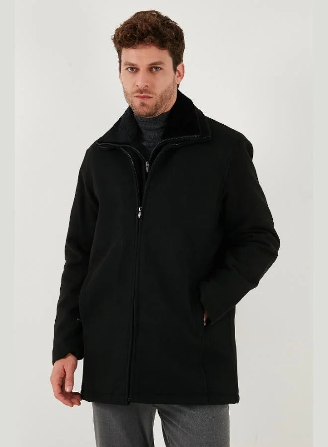 Buratti  Buratti Slim Fit Removable Furry Collar Detailed Lined Cashmere Coat Men's COAT 58400217 for Men | Best Price UAE