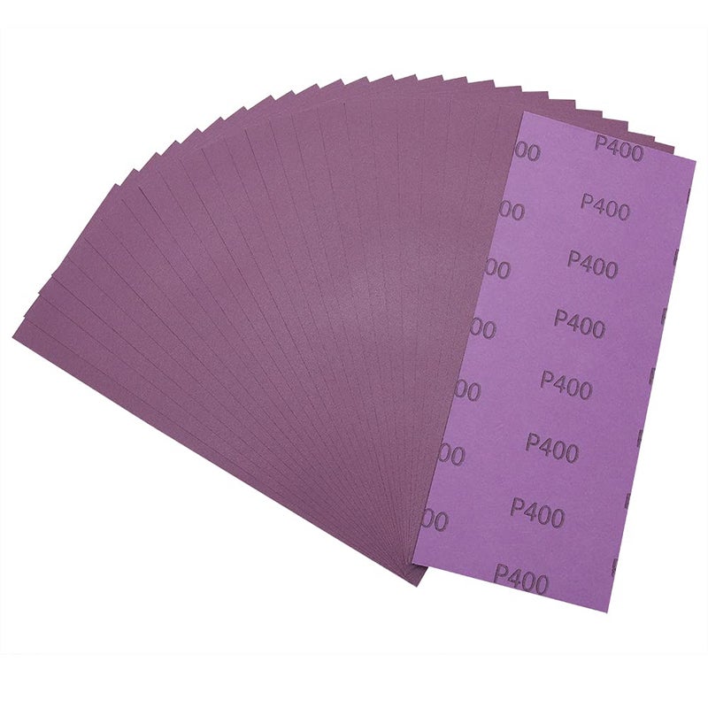 MAXMAN Sandpaper 400 Grit,Wet Dry Sanding Sheets,High Performance Ceramic Abrasive Sand Paper for Wood Furniture Finishing,Metal Grinding,Automotive Polishing,9 x 3.6 Inch,25-Pack - Image 2