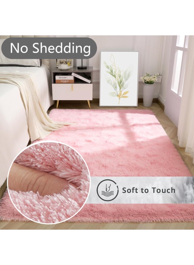 LIODUX Ultra Soft Modern Area Rugs, Indoor Fluffy Living Room Carpets, Non-Slip Bedroom Home Decor Rug, Washable Furry Throw Rugs for Kids Room Decoration (Light Pink, 160x230CM) - Image 5