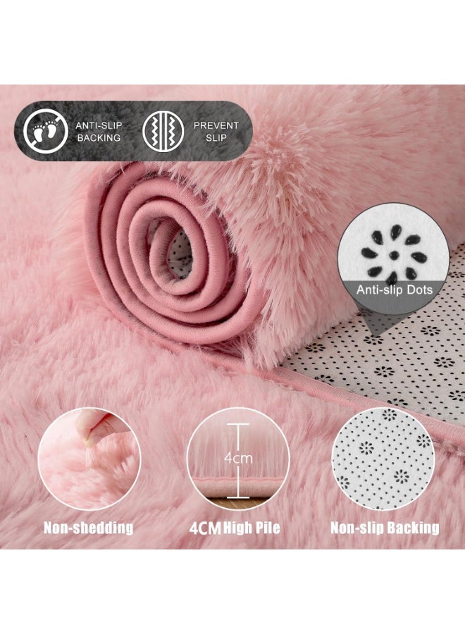 LIODUX Ultra Soft Modern Area Rugs, Indoor Fluffy Living Room Carpets, Non-Slip Bedroom Home Decor Rug, Washable Furry Throw Rugs for Kids Room Decoration (Light Pink, 160x230CM) - Image 2