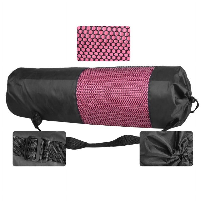 Yoga Mat Storage Mesh Bag Drawstring Bags PVC Adjustable Strap Carrier Breathable Organization Tool - Image 1