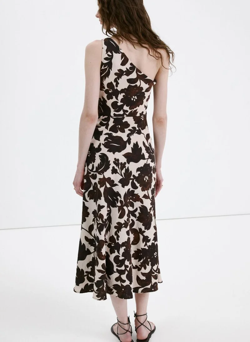 مانجو Asymmetrical floral-print dress