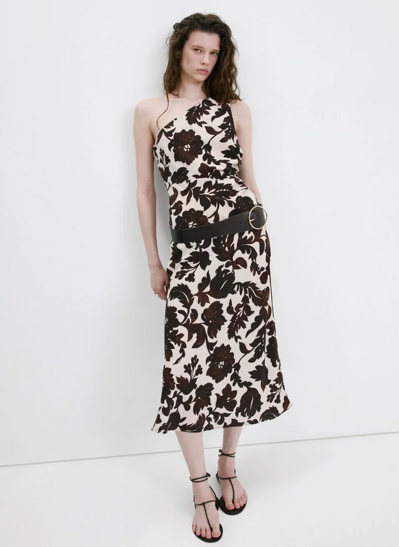 مانجو Asymmetrical floral-print dress