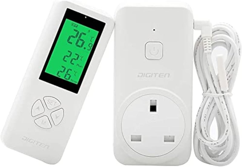 SENSTREE Wireless Thermostat Outlet, Temperature Controlled Outlet Heating & Cooling Remote Control and Plug-in Receiver, Over 300 feet Range, with 6ft NTC Temp Probe (Outlet Detect Temperature) - Image 1