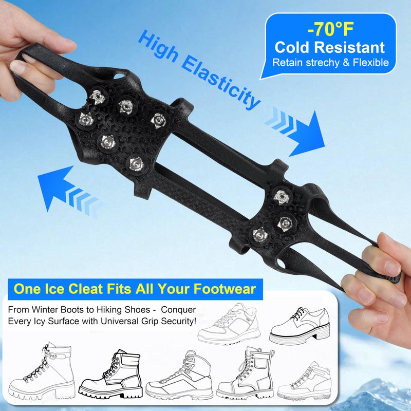 OROOTL Ice Snow Cleats for Shoes and Boots 9 Studs Crampons Shoe Spikes for Snow and Ice Non-Slip Ice Shoes Grippers with Adjustable Straps Overshoe for Women Men Kids Hiking Walking Ice Fishing - Image 4