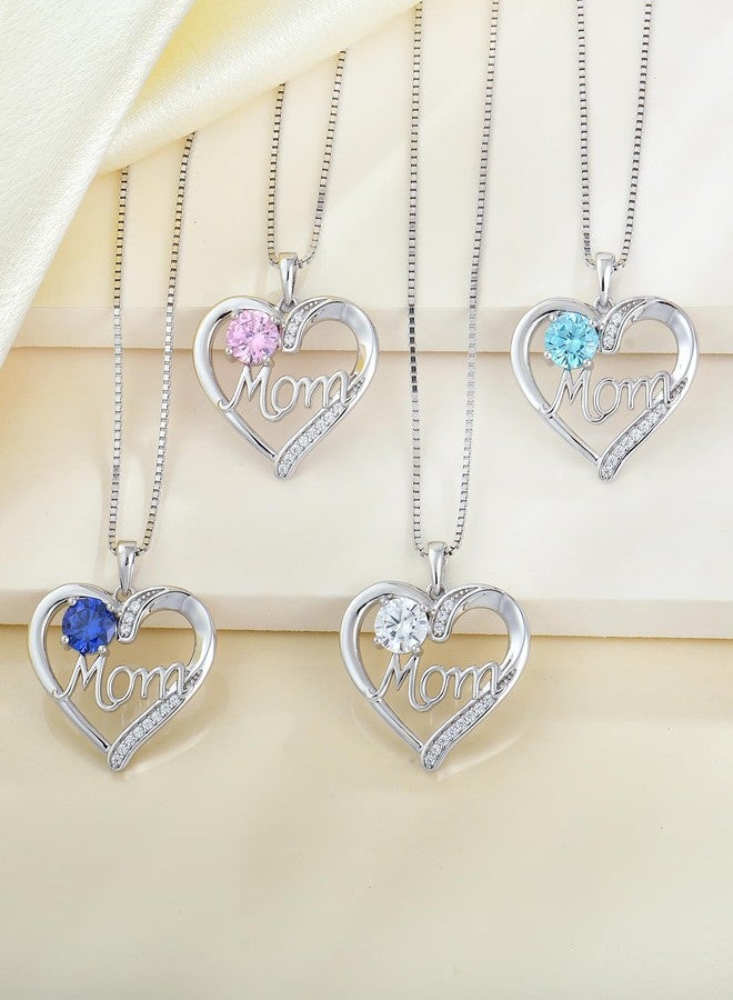 YL 925 Sterling Silver Heart Necklace for Women Love Mom Pendant Created Sapphire Jewelry for Mother - Image 4