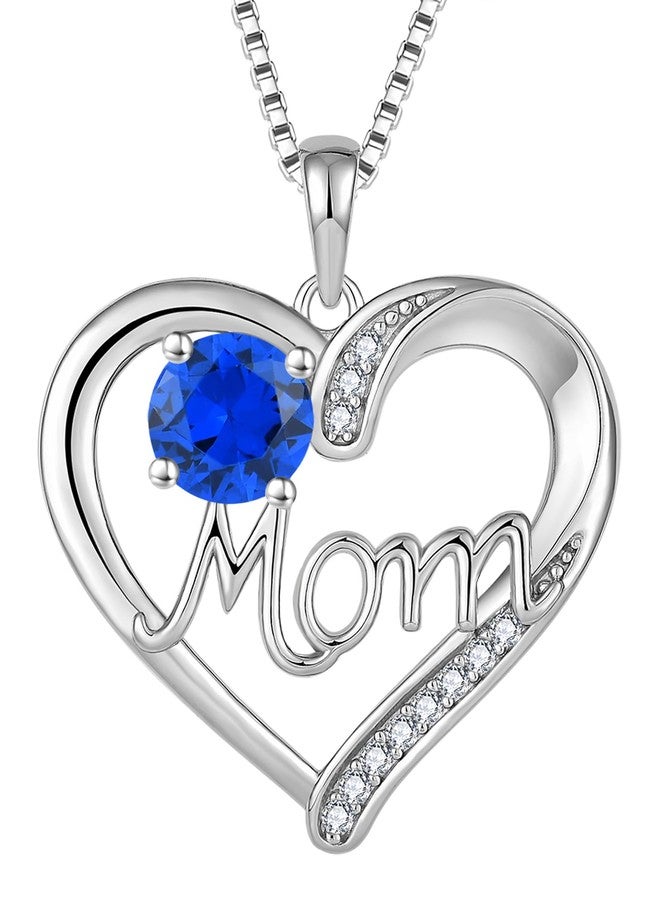 YL 925 Sterling Silver Heart Necklace for Women Love Mom Pendant Created Sapphire Jewelry for Mother - Image 1
