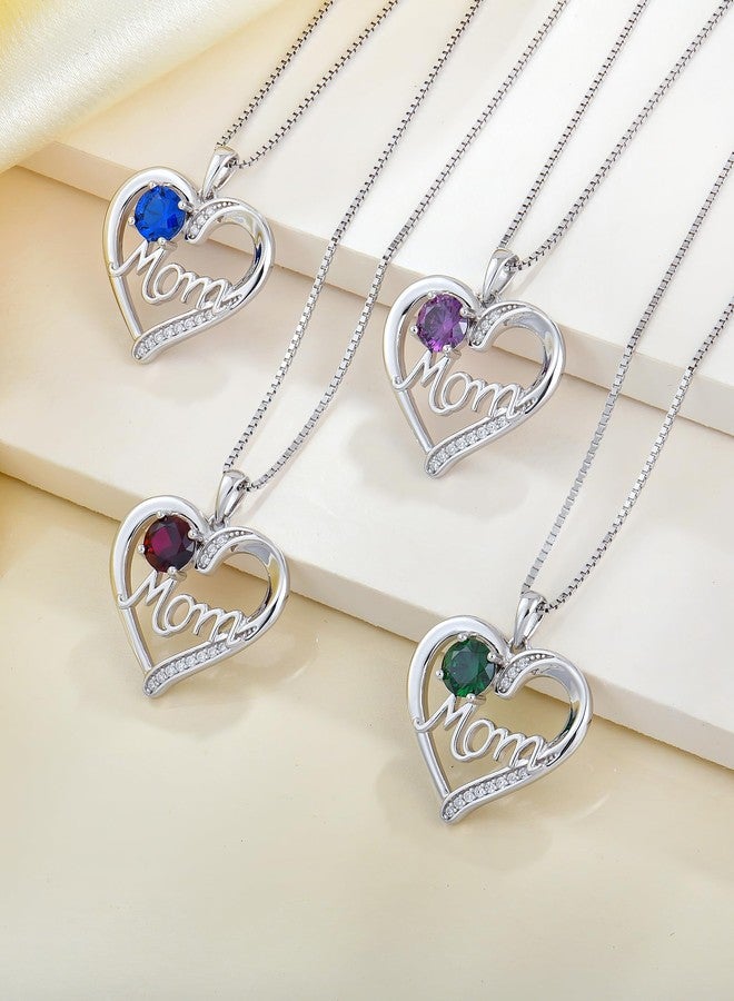 YL 925 Sterling Silver Heart Necklace for Women Love Mom Pendant Created Sapphire Jewelry for Mother - Image 5