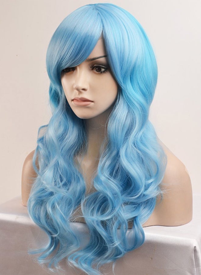 NIBEMINENT Long Curly Cosplay Wig Blue - Image 2
