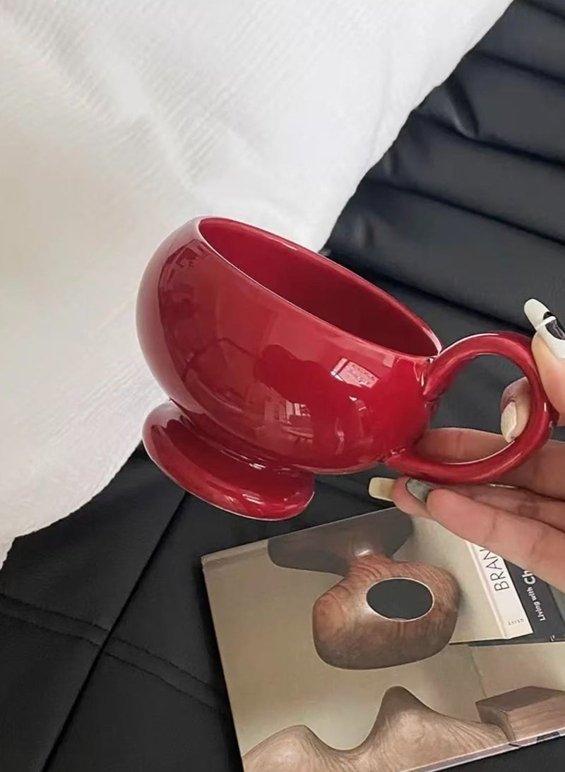 JOSQUEWNN Aladdin Vintage Red Coffee Mug, French Ceramic Tea Cup Creative Breakfast Milk Cup, Porcelain Modern Water Cup For Office And Home, Gift Box For Mother's Day Or Birthday. - Image 2